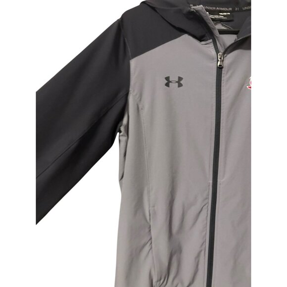 Under Armour Fitted Hooded Pocket Mens Medium Storm Water Resistant Black Jacket - Picture 2 of 6